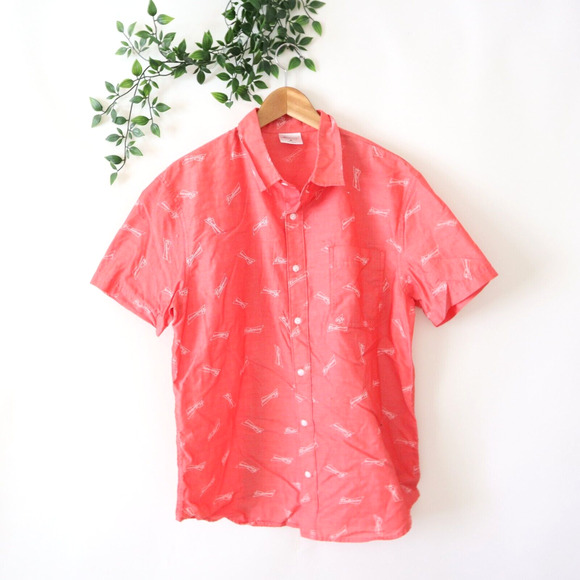 Budweiser Men's Red Short Sleeve Button Front Shirt Size Medium - Picture 1 of 4